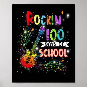 Rockin '100 Tage Schulgitarre Student Musik Te Poster