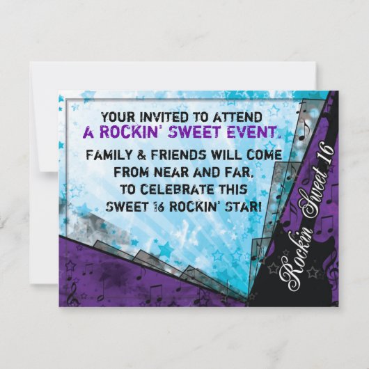 Rockin 16 . Geburtstag Geburtstag Einladung (Vorderseite)