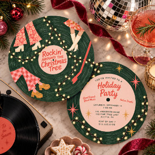 Rockin’ Around Retro Weihnachtsfeier-Einladung Einladung