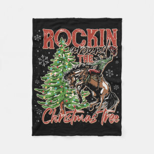 Rockin 'Around The Christmas Cowboy Baum Santa Rid Fleecedecke