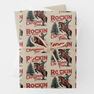 Rockin Around The Christmas Tree Country Cowboy Geschenkpapier Set