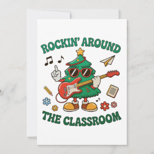 Rockin Around The Classroom Weihnachtsbaum Gitarre Feiertagskarte