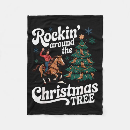 Rockin’ Around The Cowboy Christmas Tree Western X Fleecedecke (Vorderseite)