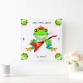 Rockin' Baumfrösche mit roten Gitarren Quadratische Wanduhr (Zuhause)