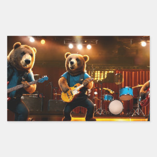 Rockin' Bears: Musikalisches 2-teiliges Sticker-Se Rechteckiger Aufkleber