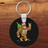 Rockin' Bigfoot Christmas Tree Xmas Lights Funny 6 Schlüsselanhänger (Vorderseite)