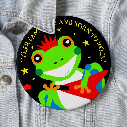 Rockin' Birthday Tree Frog mit Red Guitar Button (Beispiel)