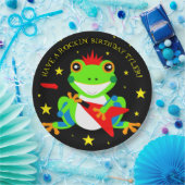 Rockin' Birthday Tree Frog mit Red Guitar Pappteller (Party)
