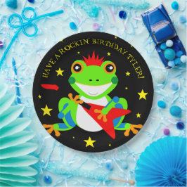 Rockin' Birthday Tree Frog mit Red Guitar Pappteller