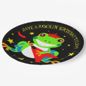 Rockin' Birthday Tree Frog mit Red Guitar Pappteller (Schrägansicht)