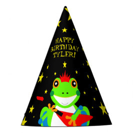 Rockin' Birthday Tree Frog mit Red Guitar Partyhütchen