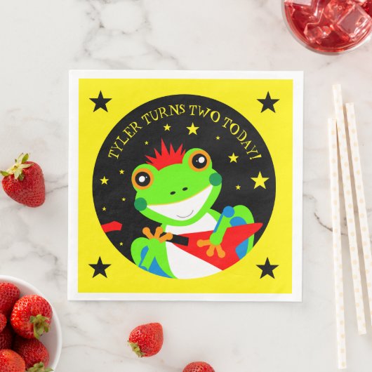 Rockin' Birthday Tree Frog mit Red Guitar Serviette (Beispiel)