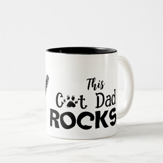 Rockin' Cat Dad Mug Zweifarbige Tasse (VorderseiteRechts)