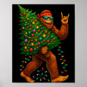 Rockin Christmas Bigfoot Carrying Tree Fun Xmas Ro Poster (Vorne)