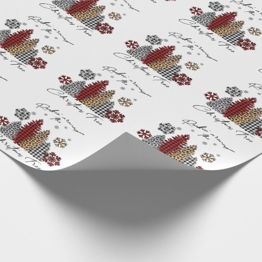 Rockin’ Christmas Plaid Leopard Print Trees Geschenkpapier (Ecke)