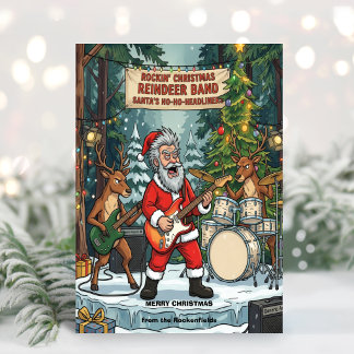 Rockin' Christmas Santa Rentier-Band Feiertagskarte