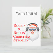 Rockin' Cooler Weihnachtsmann mit Kopfhörern Einladung (Stehend Vorderseite)