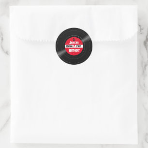 Rockin Erstgeburtstag Vinyl Record Red Label Runder Aufkleber