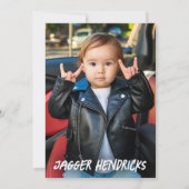 Rockin First Birthday Foto Vinyl Record Red Label Einladung (Rückseite)