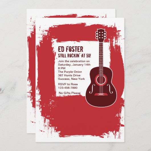 Rockin Gitarren-Einladung Einladung (Vorne/Hinten)