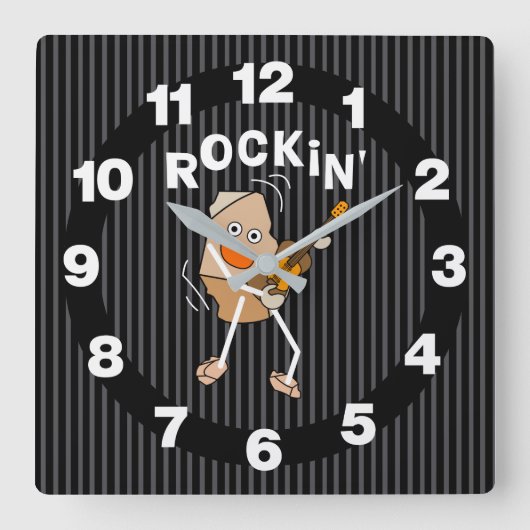 Rockin' Guitar Quadratische Wanduhr (Vorderseite)