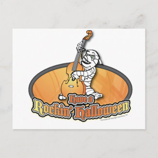 Rockin' Halloween mit Mummy auf dem aufrechten Bas Postkarte