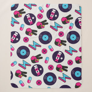 Rockin' Hippie: Vinyl Vintage-Muster Sherpadecke