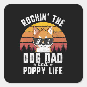 Rockin Hundedad und Welpenleben Shiba inu Gesche Quadratischer Aufkleber