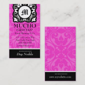 ROCKIN MUCHO MONOGRAMM-ROSA VISITENKARTE (Vorne/Hinten)