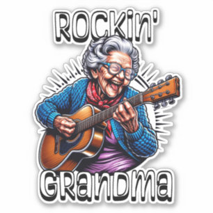 Rockin' Oma Funny Comic Aufkleber