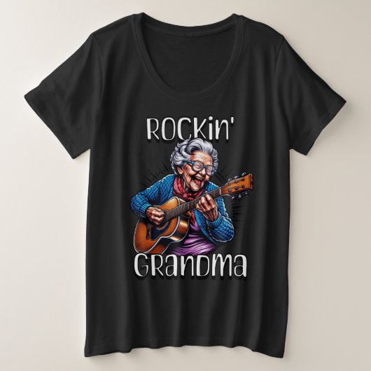 Rockin' Oma Funny Comic Große Größe T-Shirt (Design vorne)