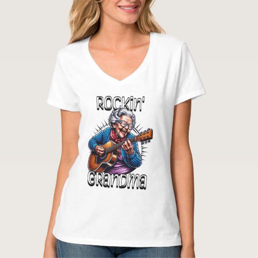 Rockin' Oma Funny Comic T-Shirt (Vorderseite)
