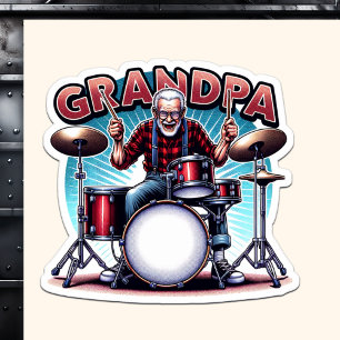Rockin' Opa Playing Drums Aufkleber