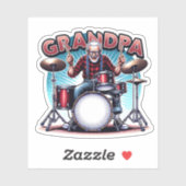 Rockin' Opa Playing Drums Aufkleber (Blatt)