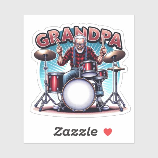 Rockin' Opa Playing Drums Aufkleber (Blatt)