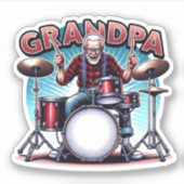 Rockin' Opa Playing Drums Aufkleber (Vorderseite)