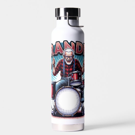 Rockin' Opa Playing Drums Trinkflasche (Links)