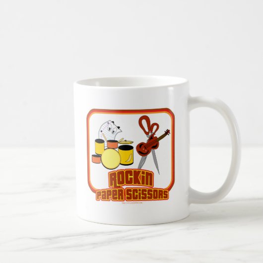 Rockin Paper Scissor Funny Music Band Cartoon Kaffeetasse (Rechts)