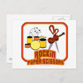 Rockin-Papierschere Postkarte (Vorne/Hinten)