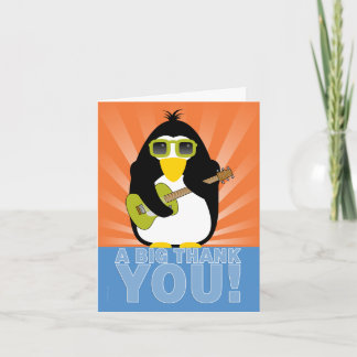 Rockin' Penguin mit Gitarre Vielen Dank Dankeskarte