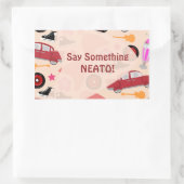 Rockin Pink Fifties Muster Party Time Custom Rechteckiger Aufkleber (Tasche)