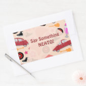 Rockin Pink Fifties Muster Party Time Custom Rechteckiger Aufkleber (Umschlag)