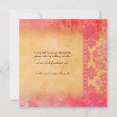 Rockin Pink Grunge Damask Spitzen Hochzeit Einladung (Rückseite)