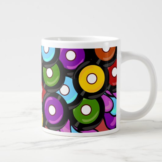 Rockin-Platten Farbiges MultiVinyl Art Design Jumbo-Tasse (Rechts)
