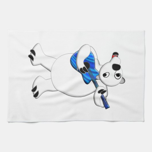 Rockin' Polar Bear mit Gitarre Küchentuch (Horizontal)