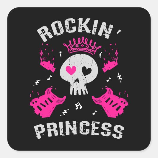 Rockin' Princess Quadratischer Aufkleber (Vorderseite)