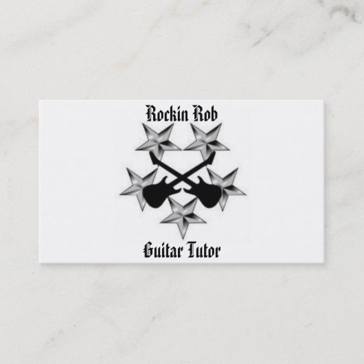 Rockin Rob's Guitar Tutoring Business Card Visitenkarte (Vorderseite)