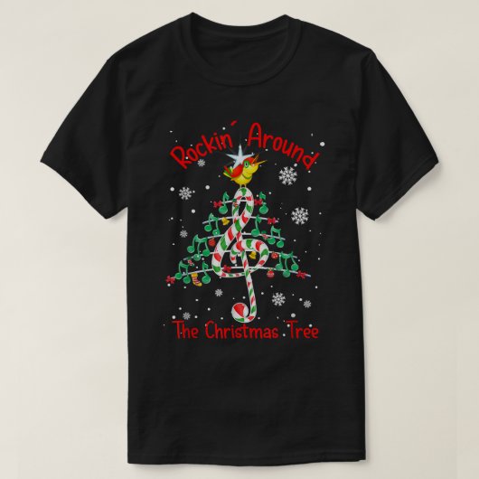 Rockin' Rund um die Weihnachtsbaummusik der Musikn T-Shirt (Design vorne)