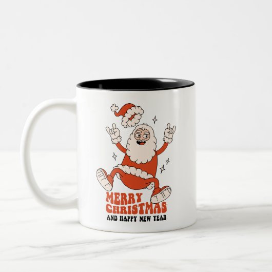 Rockin' Santa Claus - Ein frohes und lautes Weihna Zweifarbige Tasse (Links)