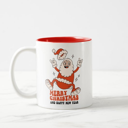 Rockin' Santa Claus - Ein frohes und lautes Weihna Zweifarbige Tasse (Links)